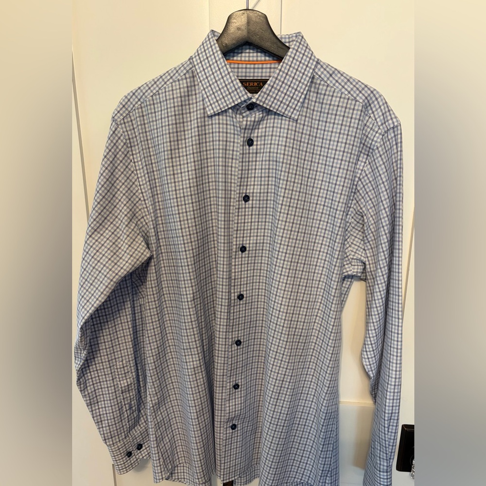 Serica Classics Blue Checkered Dress Shirt